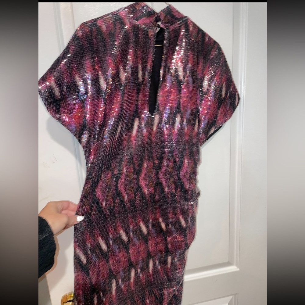 New! MISA Los Angles Divia Sequin Midi Dress in Pink & Purple 🩷 Small NWT! - Picture 13 of 16